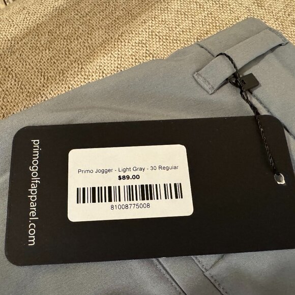 Primo Golf Apparel Primo Jogger Pants Light Gray | Size 30 Regular NWT $89 - Picture 3 of 3